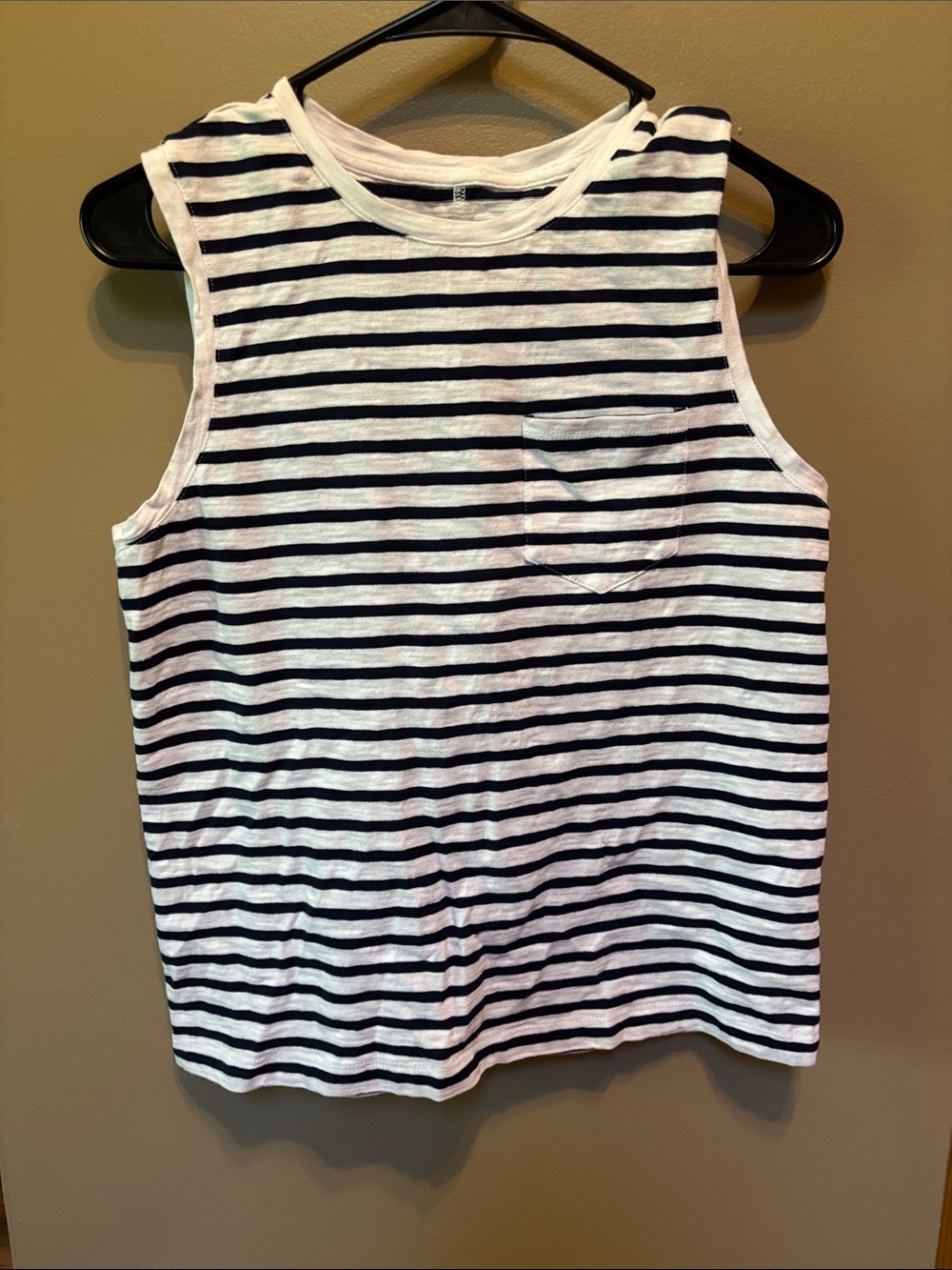 J. Crew Black & White Striped Kids Tank with Chest Pocket